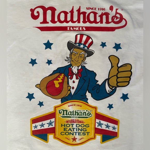 Uncle Sam Nathan’s famous hot dog eating contest shirt Coney Island Size Large - Picture 3 of 3